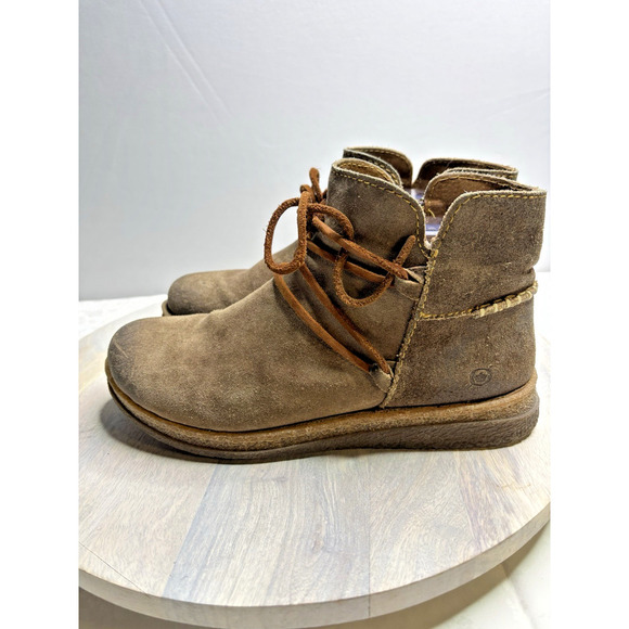 Born Brown Distressed Leather Zip Up Comfort Ankle Boot Size 9 Shoe - Picture 4 of 11